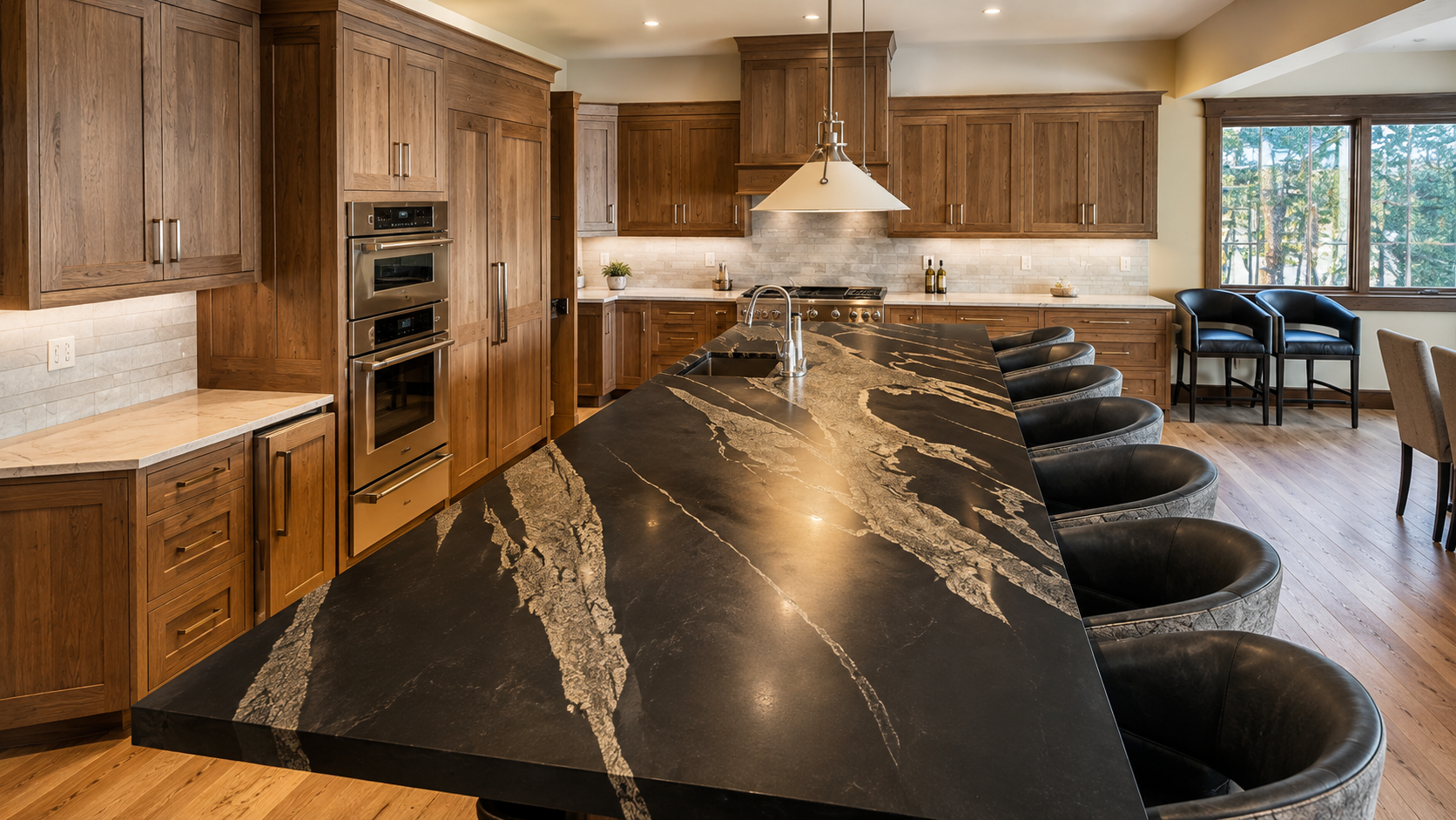 Custom stone kitchen island countertop